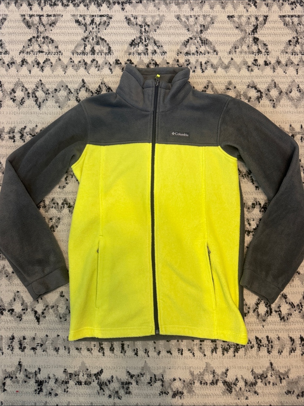 Columbia Youth Sz (14/16) Yellow and Gray Full-Zip Fleece Jacket